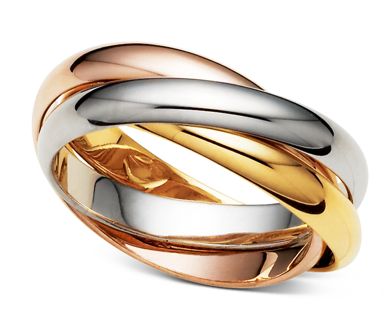 Dreifachring in Weißgold & Dreifachring in Rosé-, Gelb- & Weißgold verspielt, edel & außergewöhnlich