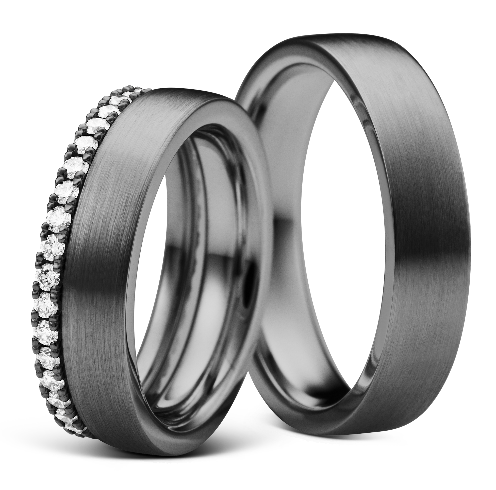 Tantal Ringe matt mit funkelndem Vorsteckring – robust, modern & vielseitig tragbar