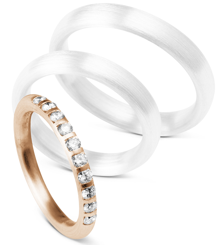 Zarter Vorsteckring in Rosé-, Mittel-, Gelb- & Weißgold mit funkelnden weißen Steinen