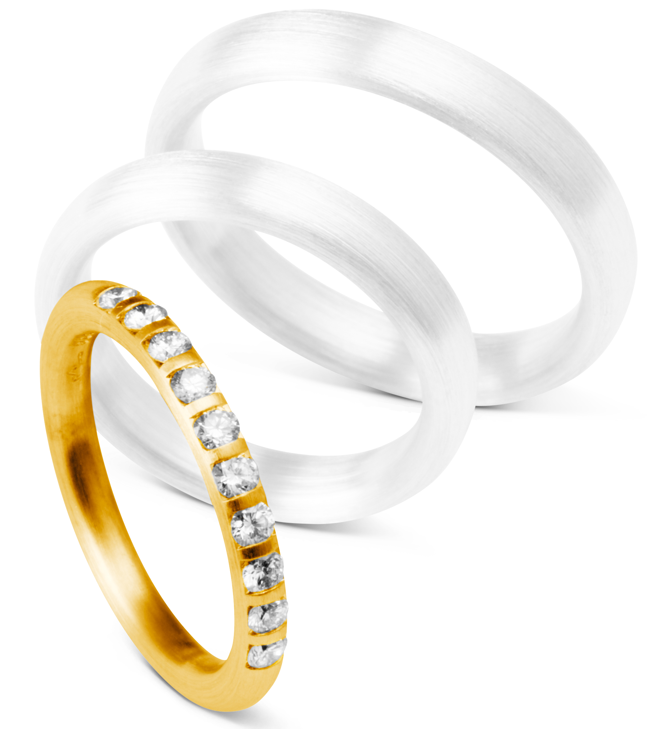 Zarter Vorsteckring in Rosé-, Mittel-, Gelb- & Weißgold mit funkelnden weißen Steinen